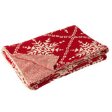 Couverture J-Line Flocons de neige en coton rouge et blanc, vue d'ensemble