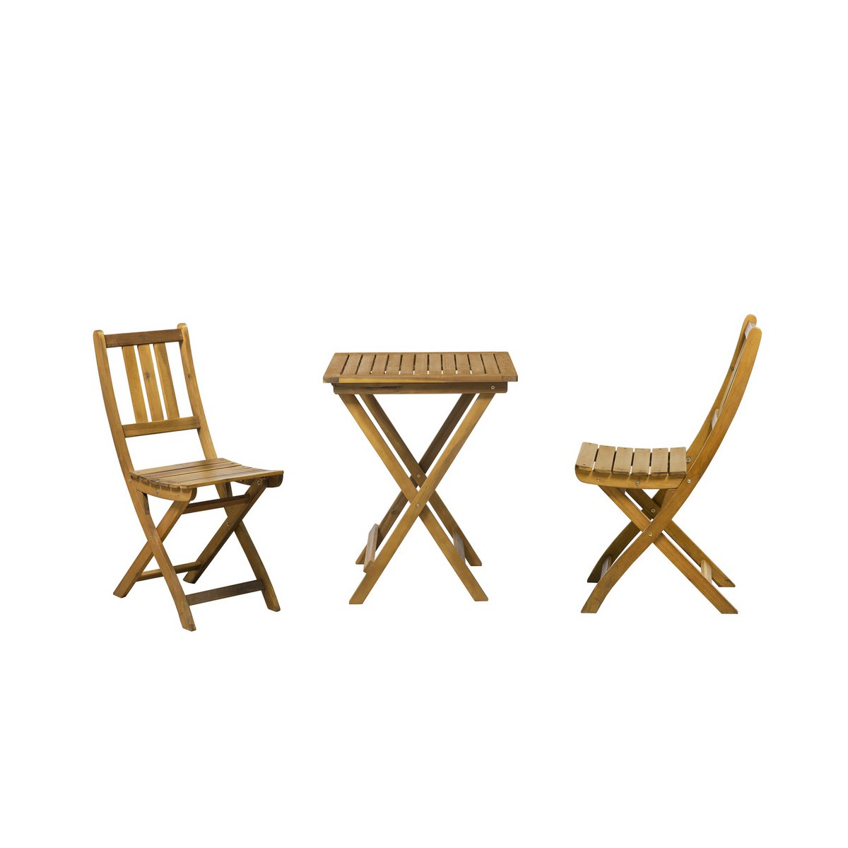 Ensemble salon en bois d'acacia avec table et chaises pliables