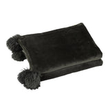 Détail des pompons du plaid noir J-Line