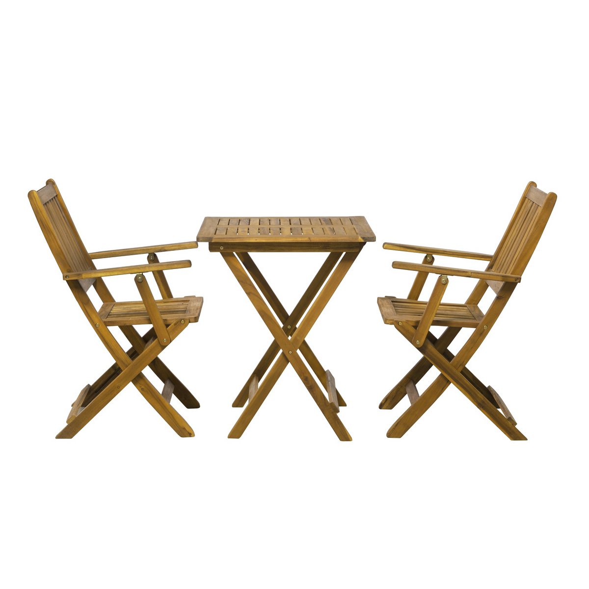 Ensemble salon de balcon en bois d'acacia pliable