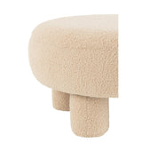 Vue latérale du tabouret Teddy en bouclé beige chaud