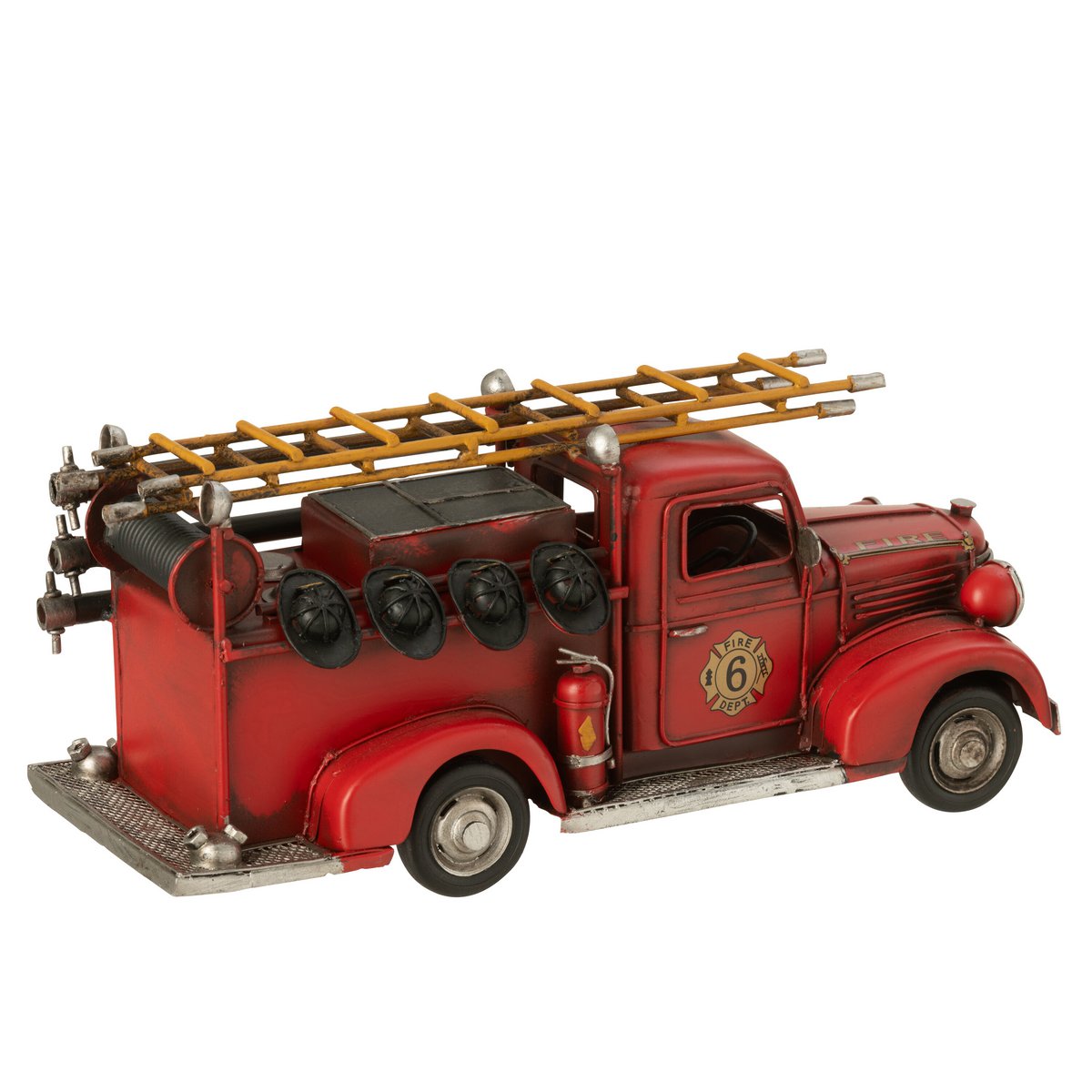 Camion de pompier antique en métal rouge - vue de face