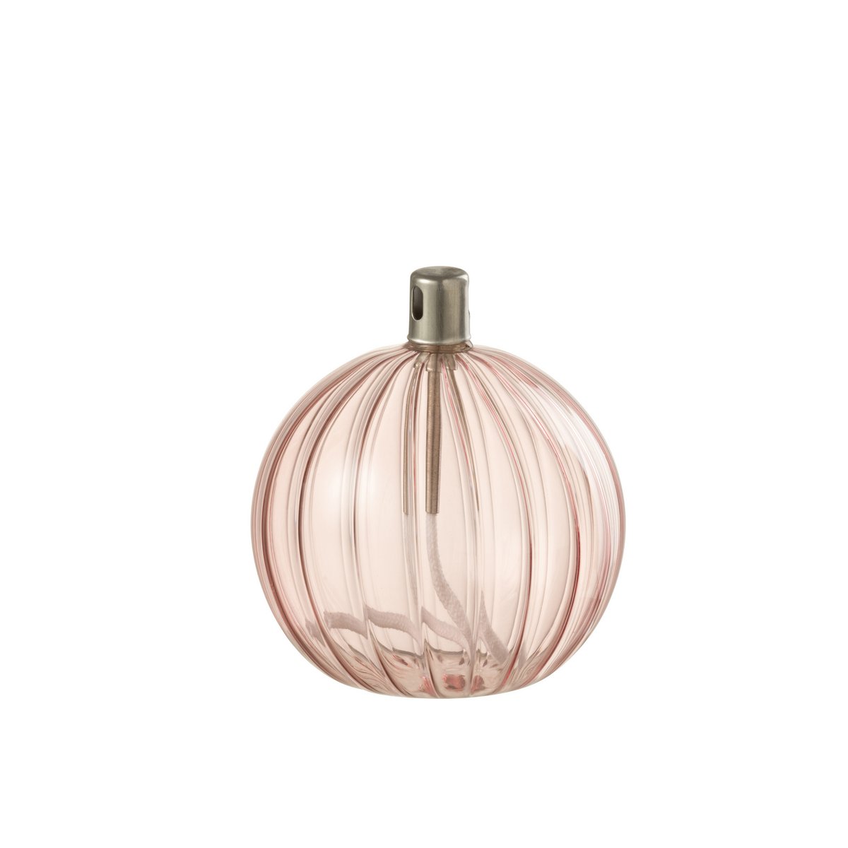 Lampe à huile J-Line Ribbels en verre rose, design élégant et raffiné