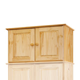 Fixation d'armoire en bois de pin avec deux portes, vue de face