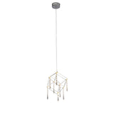 LED PRENDANT LAMP "ARANEUS" en métal et en plastique en chrome, avec des LED fermement construites, des dés de longueur latérale d'environ 15 cm, l'éclairage pour le salon, la salle à manger ou le bureau