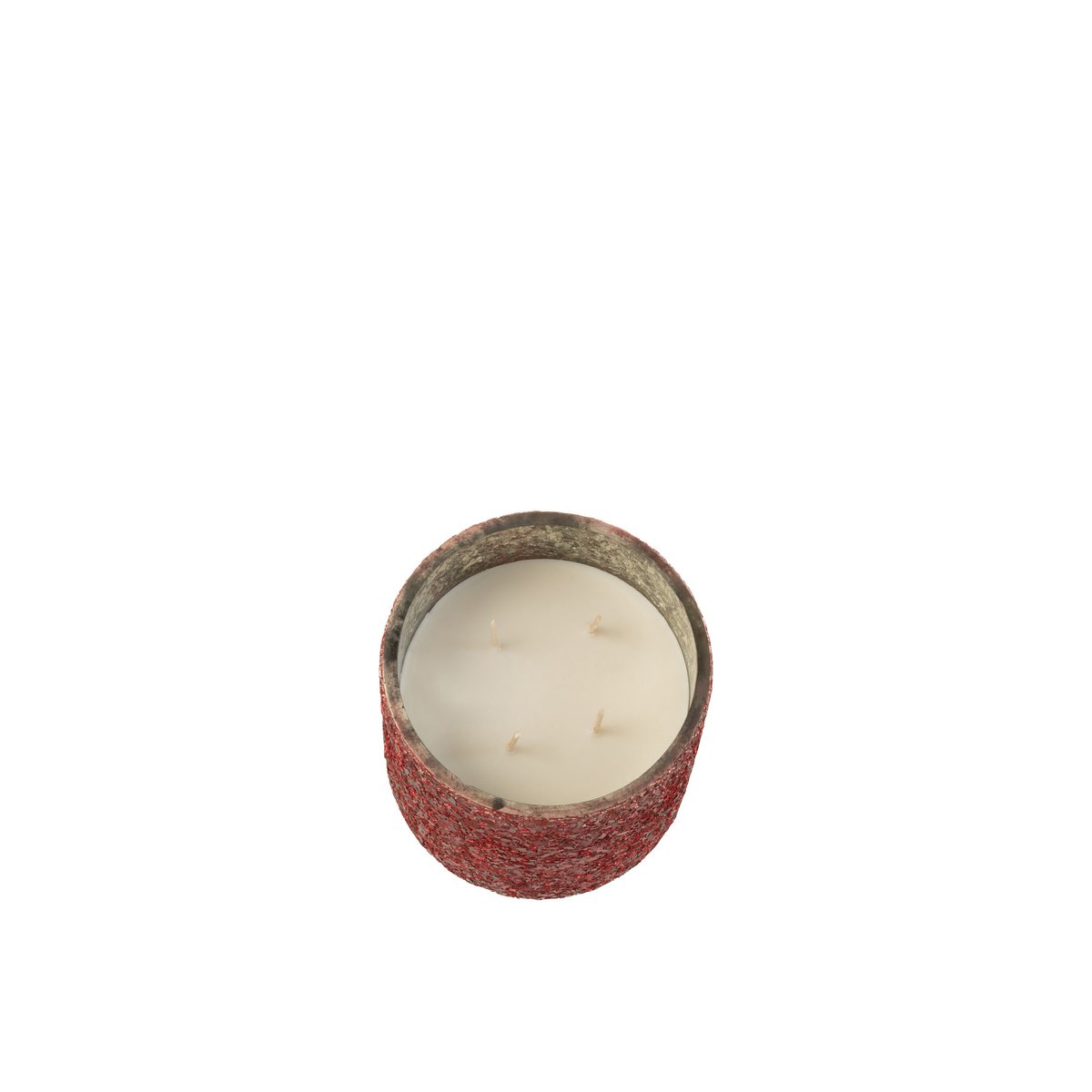 Bougie parfumée J-Line Luxuria Berry Bliss en verre rouge, vue de face