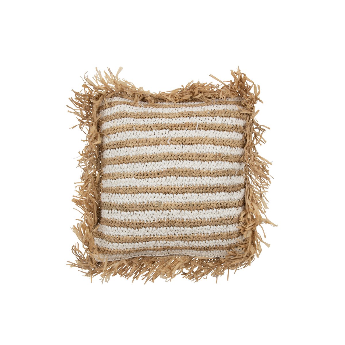 Coussin J-Line Rayures Franges Mendong - vue latérale
