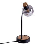 Lampe de table "Fumoso", lampe de table en métal et verre en noir, avec socket E14, pour salle à manger, salon, couloir ou bureau, lampe de table 34 cm de haut