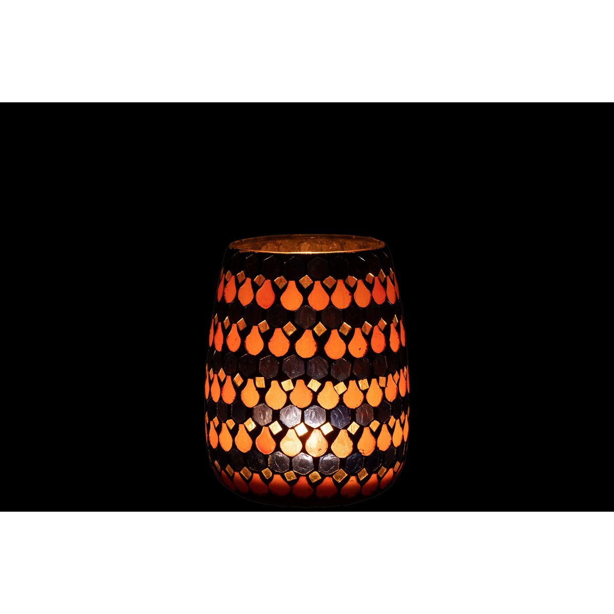 Lanterne J-Line Mosaic Drop posée sur une table en bois.