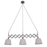 Le suspension de cisaillement "Adrienne", largeur extensible de 52-100 cm, en métal brun avec parasols textiles de couleur naturelle, versions E27, éclairage pour le salon, la salle à manger ou le bureau