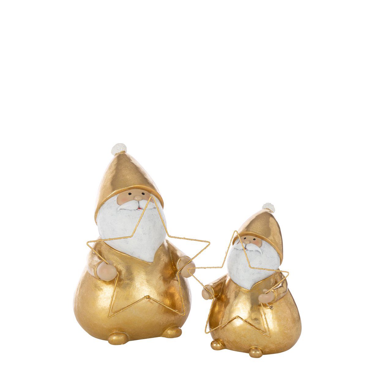 Étoile LED Santa en résine dorée, vue latérale