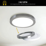 Le plafond LED "bonus", fonction, plafond métallique et plastique, les anneaux en chrome et blanc peuvent être modifiés, avec des LED fermement construites, 22,5 cm de diamètre