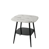 Table basse 55x55 cm avec plateau en verre aspect marbre