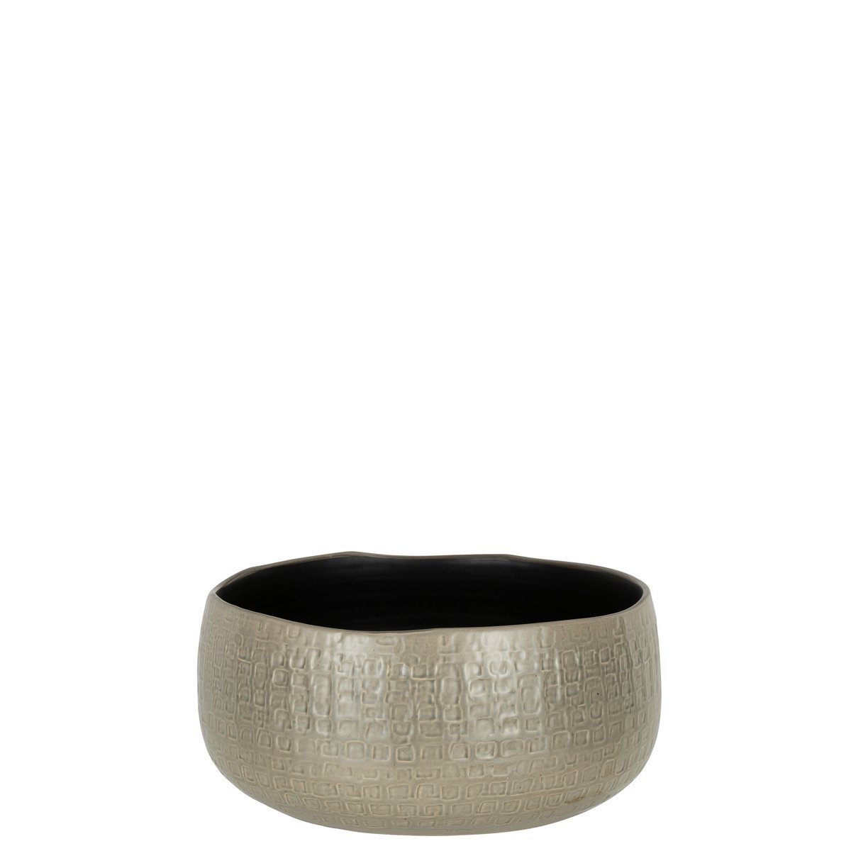 Pot de fleur J-Line en céramique gris clair avec motif bas, diamètre 32 cm