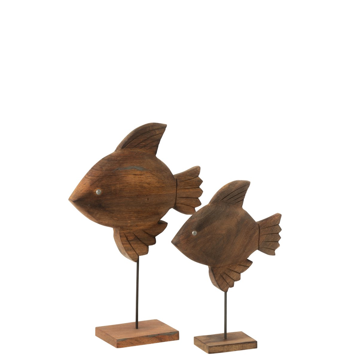 Décoration Poisson J-Line en bois de manguier et métal, vue de face