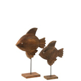 Décoration Poisson J-Line en bois de manguier et métal, vue de face