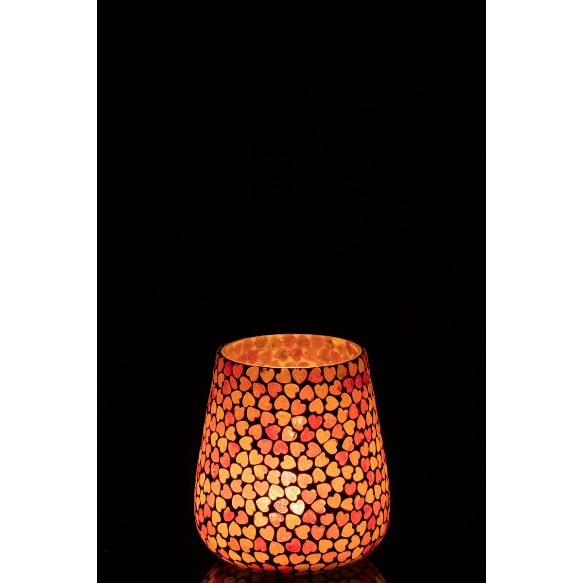 Détails du bougeoir J-Line Hart Mosaic en verre rose