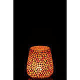 Détails du bougeoir J-Line Hart Mosaic en verre rose