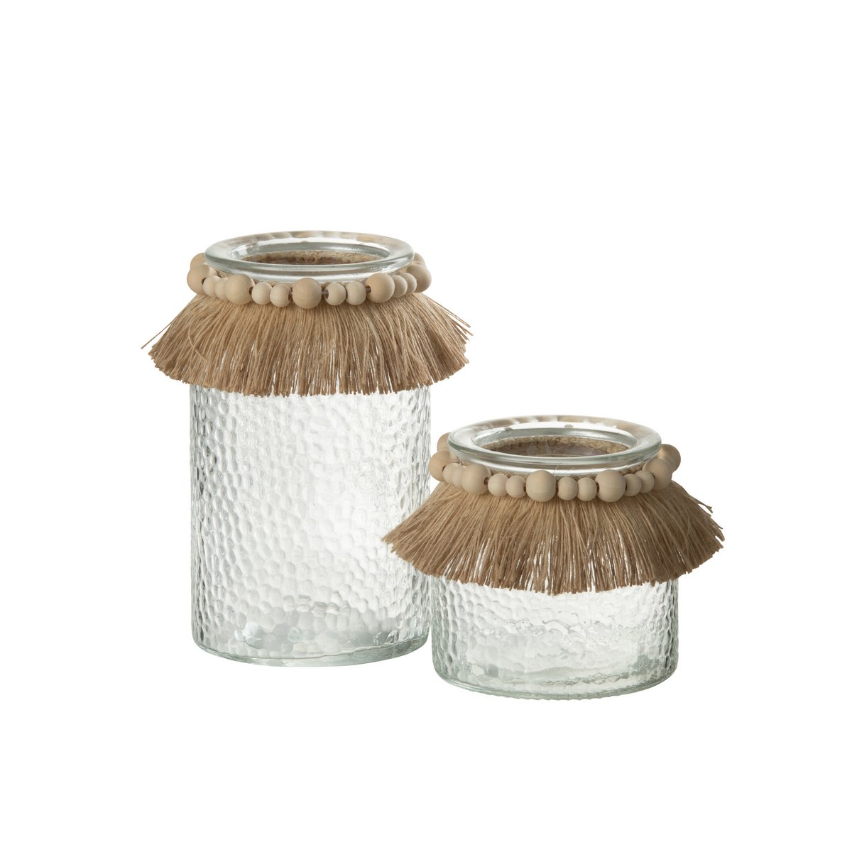 Lanterne Perles J-Line en verre transparent, vue de face