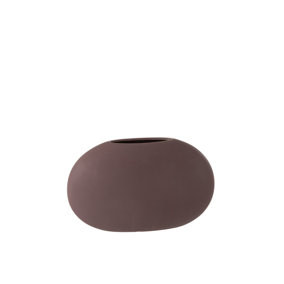 Vase ovale en céramique violet foncé de J-Line, élégant et moderne