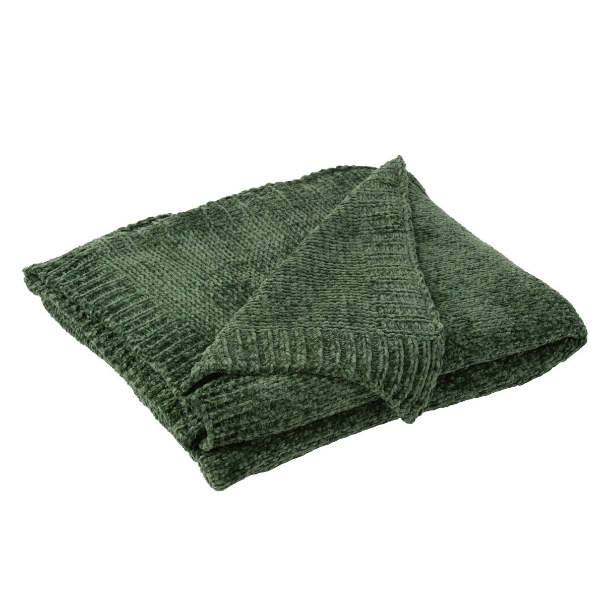 Couverture J-Line en chenille verte, vue d'ensemble élégante