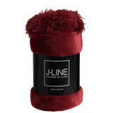 Plaid Pompon J-Line rouge en polyester, vue d'ensemble