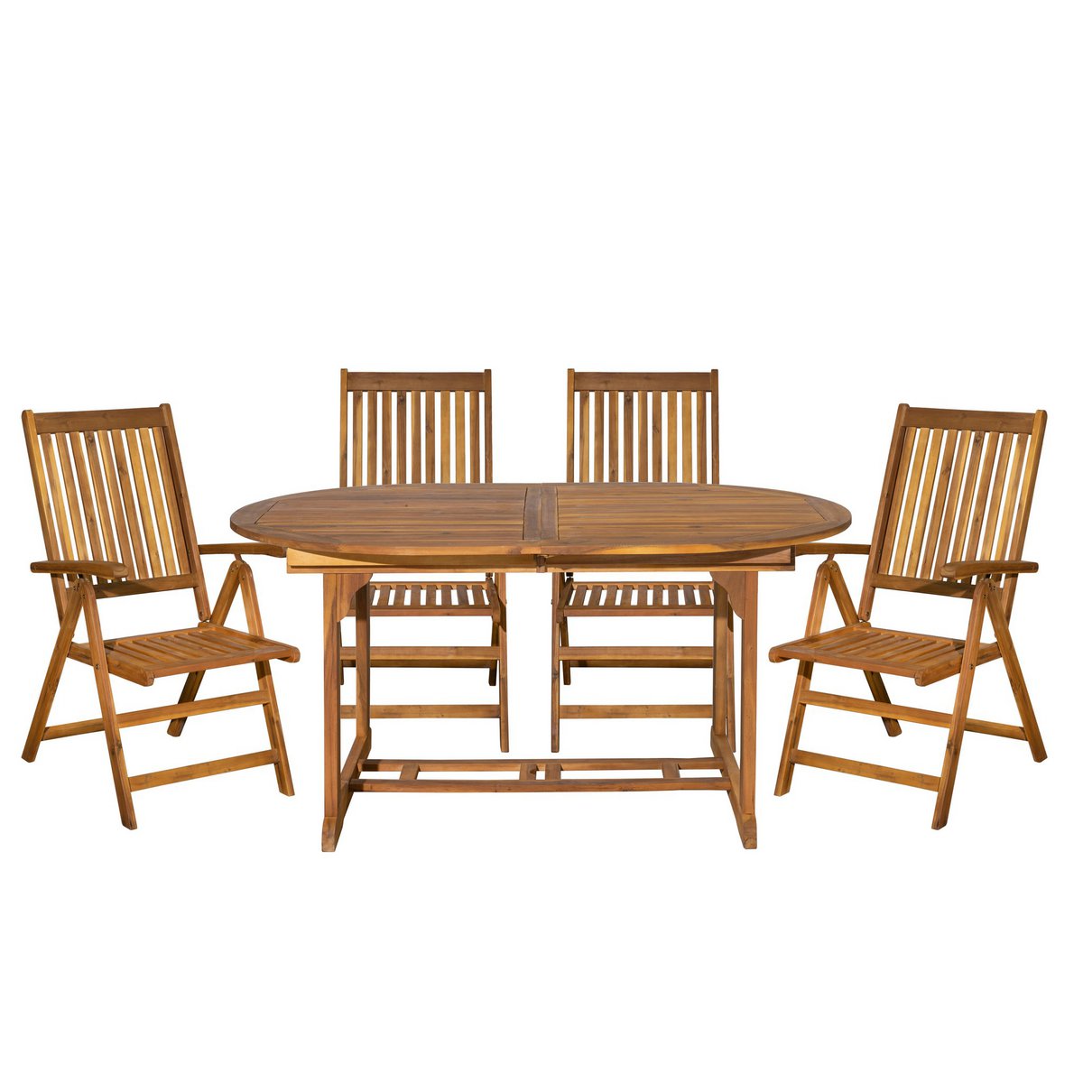 Salon de jardin en bois d'acacia avec table extensible