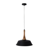 Pendentif "culum" Ø 36cm en métal en noir et cuivre, avec du bois, e27