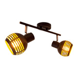 Mur et plafond à 2 places "Casco" en métal en noir, et or, avec socket e27, 36 x 12 x 15 cm. Éclairage élégant pour le salon, la salle à manger ou la cuisine.