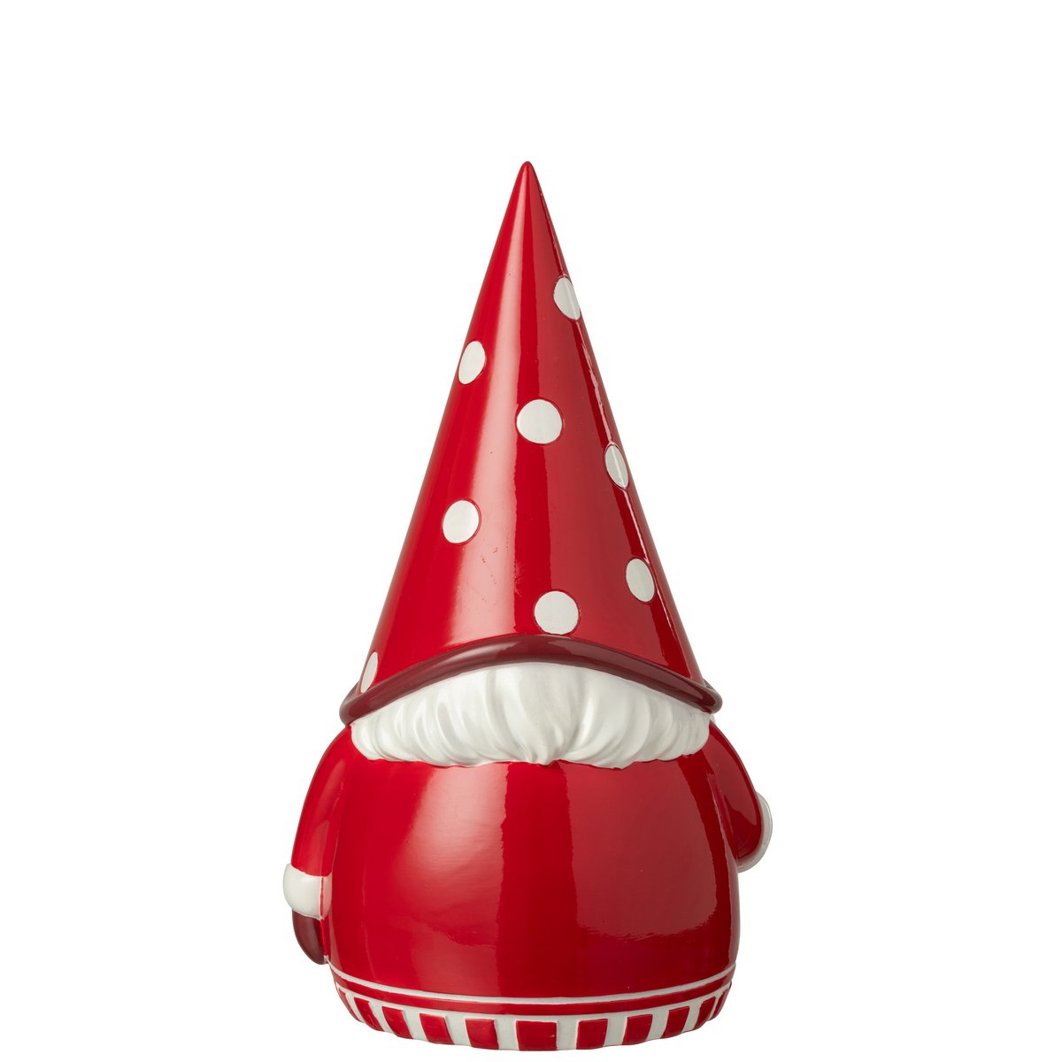 Figurine Père Noël Dots J-Line en polyrésine rouge et blanc, vue de face