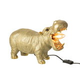 Lampe de table J-Line Hippopotamus en or, vue de face