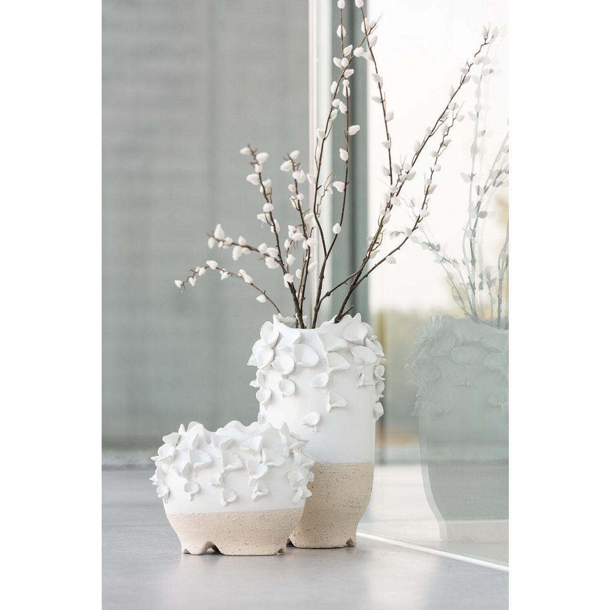 Pot de fleur Anemone J-Line, détails de la texture céramique