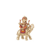 Figurine Ganesha sur éléphant en résine multicolore, vue de face