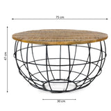 Table basse ronde durable Lexington ø 75 cm treillis métallique fil métallique table de salon en bois massif