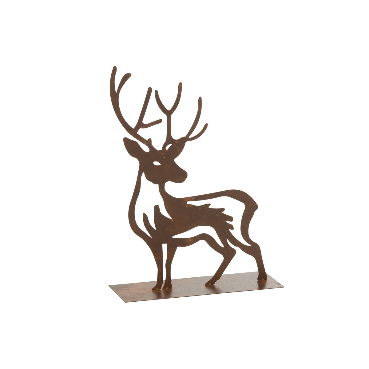 Figurine Renne J-Line en métal marron rouille, décoration élégante pour Noël