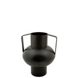 Vase Aurillac noir en métal et céramique, design élégant