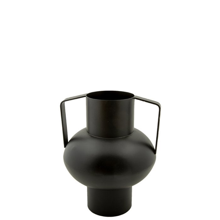Vase Aurillac noir en métal et céramique, design élégant
