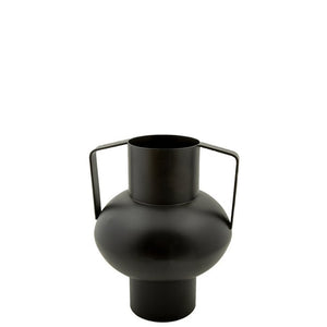 Vase Aurillac noir en métal et céramique, design élégant