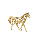 Figurine J-Line Horse Running en polyrésine dorée, vue de face