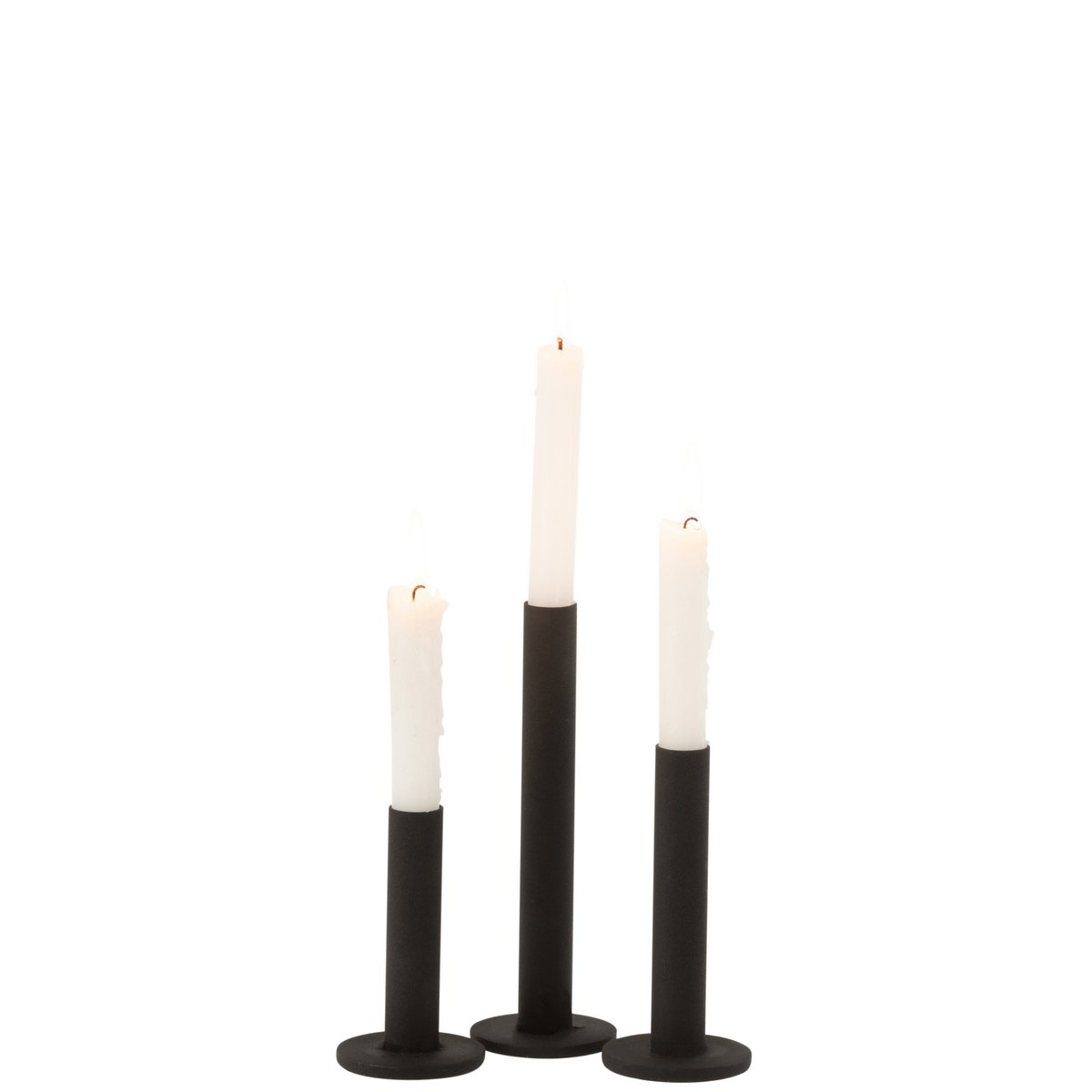 Bougeoir J-Line Low Modern en métal noir, vue de face