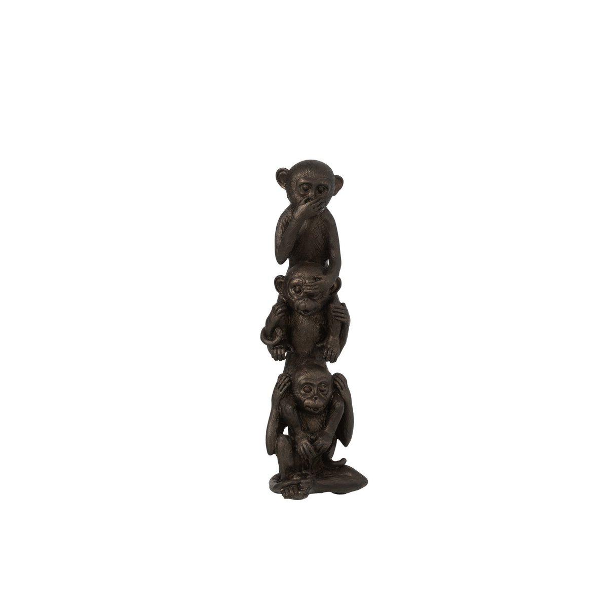 Figurine singe marron en polyresine représentant audition, vue, silence