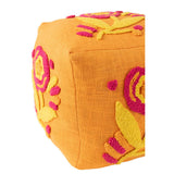 Détail du tissu en coton du pouf carré J-Line, couleurs vives