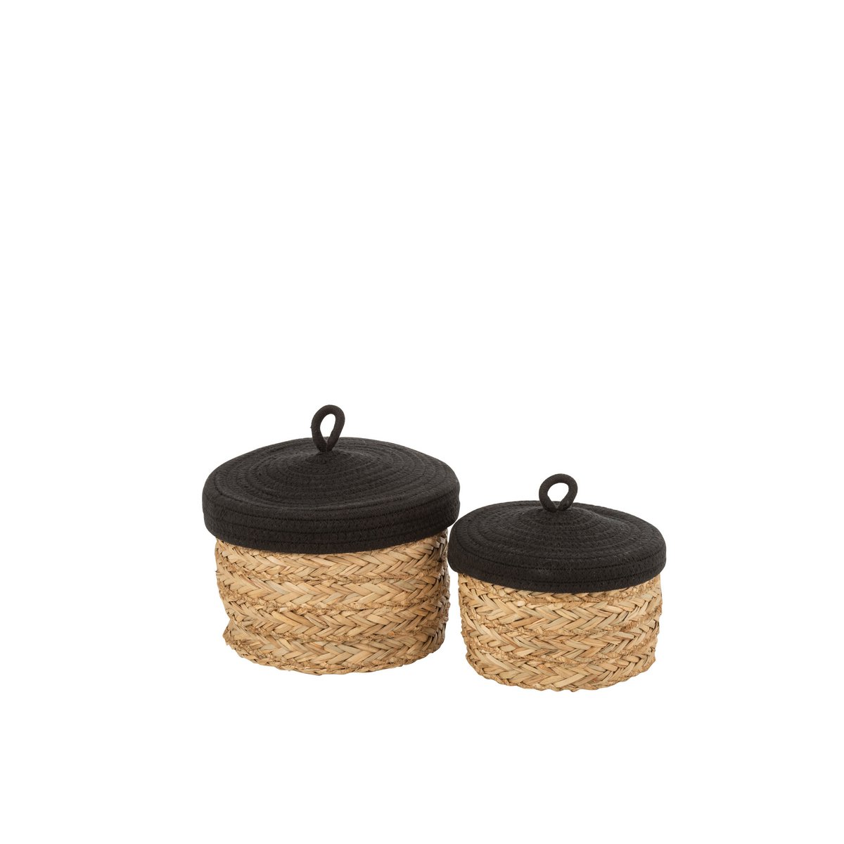 Panier rond J-Line en herbe et coton, vue de face
