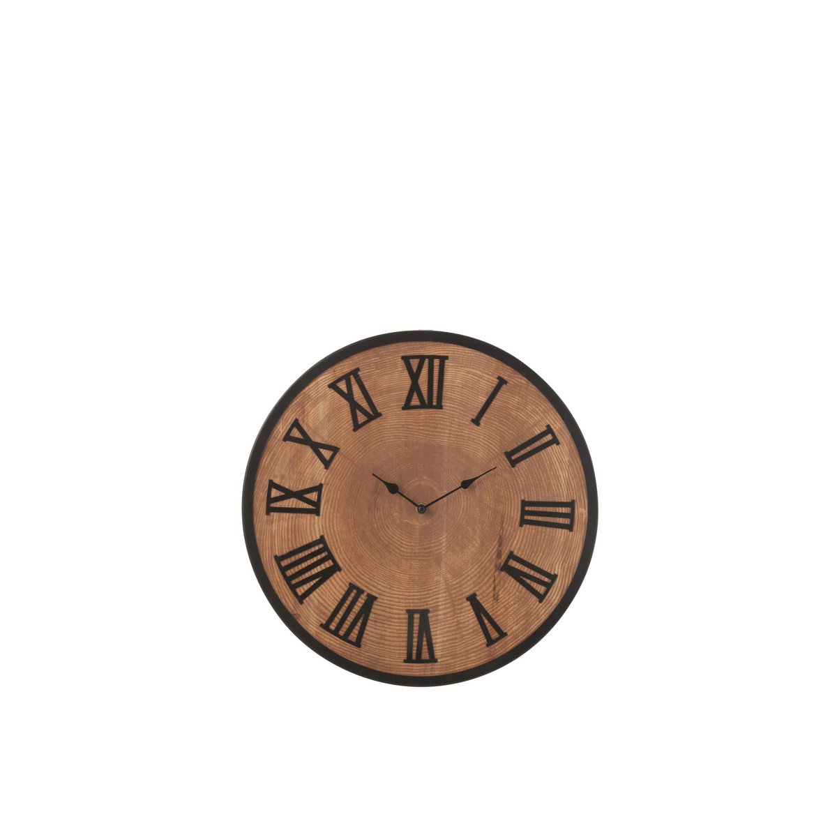 Horloge murale J-Line Klok Nue en bois et métal, vue de face.