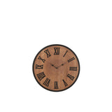 Horloge murale J-Line Klok Nue en bois et métal, vue de face.