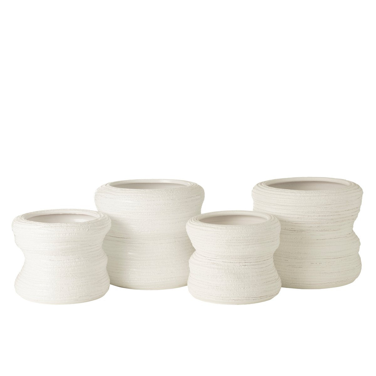 J-Line Flowerpot Organic en céramique blanche, vue de face
