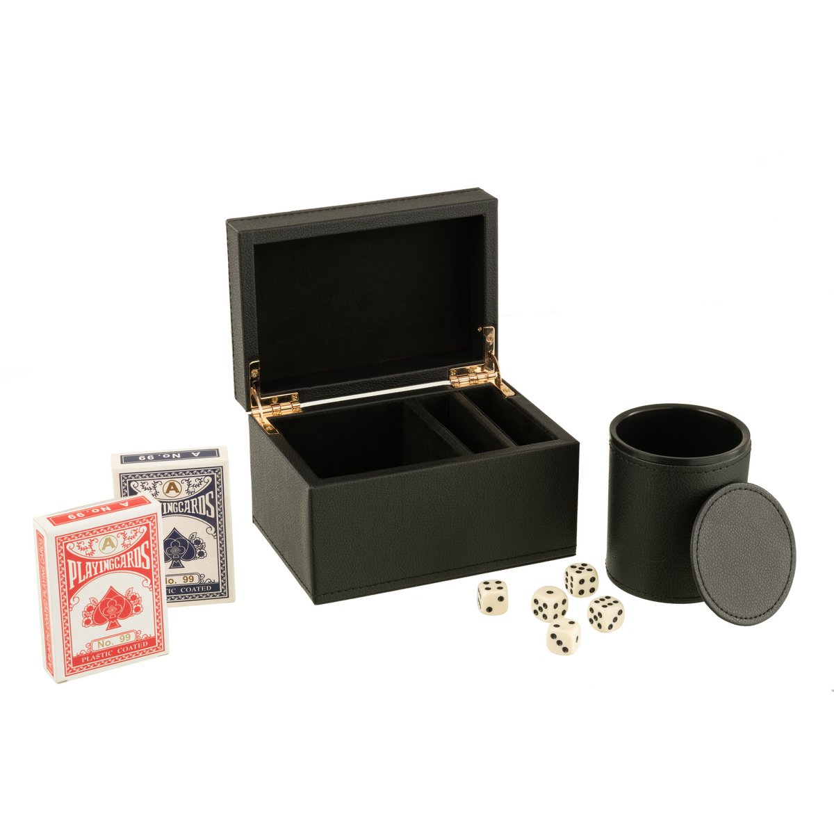 Coffret J-Line en cuir artificiel noir avec jeu de cartes