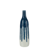 Vase Peinture Céramique J-Line en blanc et bleu, élégant et moderne