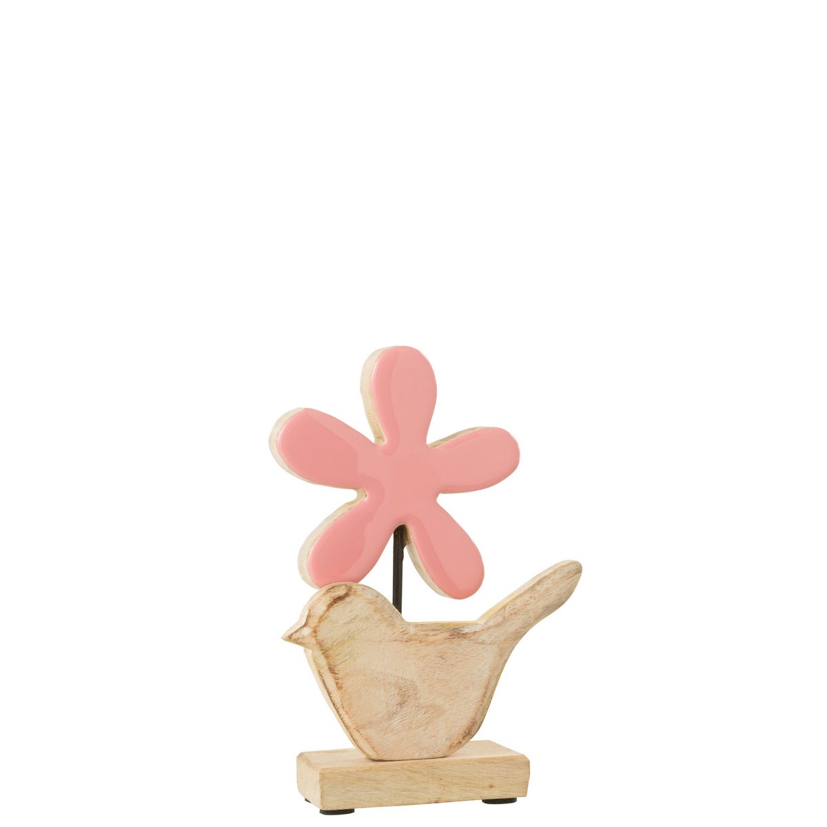 Figurine J-Line Bird en bois rose, décoration élégante pour intérieur