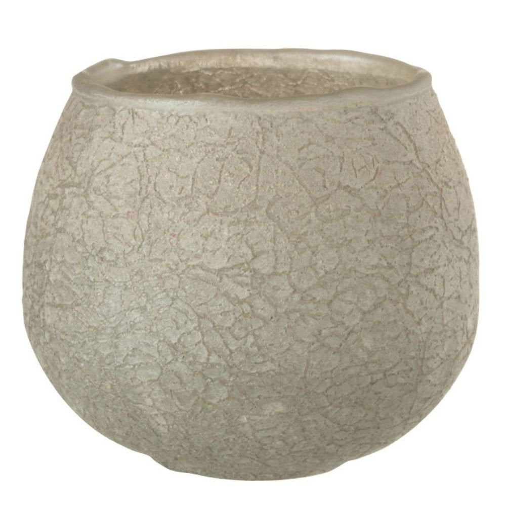 Bougeoir J-Line Crackle Ball en verre gris, vue de face